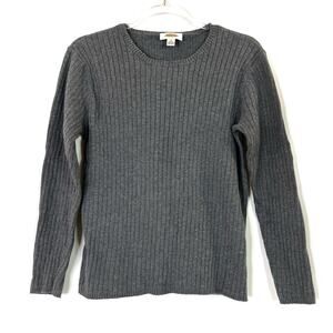 Talbots | Vintage Sweater Ribbed Knit Gray Pullover 100% Cotton Womens Medium
